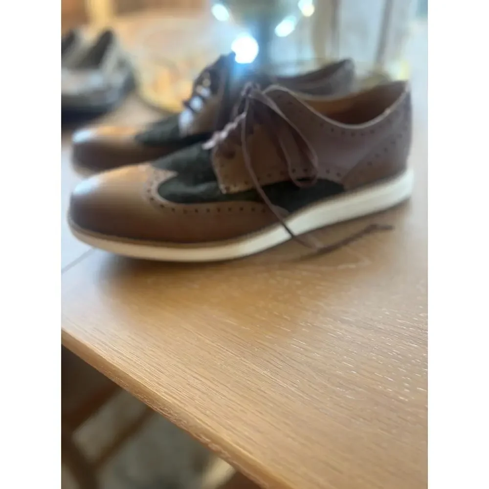Cole Haan ØriginalGrand Wingtip Oxford Men's Shoes Brown Leather White Sole 9.5